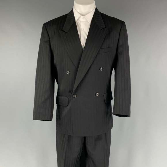 MATSUDA  Black Stripe Wool Double Breasted 30 29 Suit - Picture 1 of 10